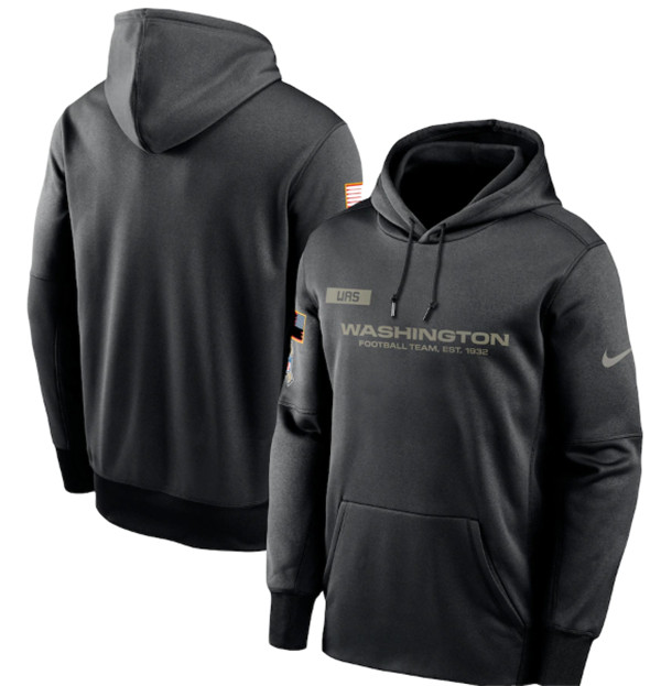 Men's Washington Football Team 2020 Black Salute to Service Sideline Performance Pullover NFL Hoodie